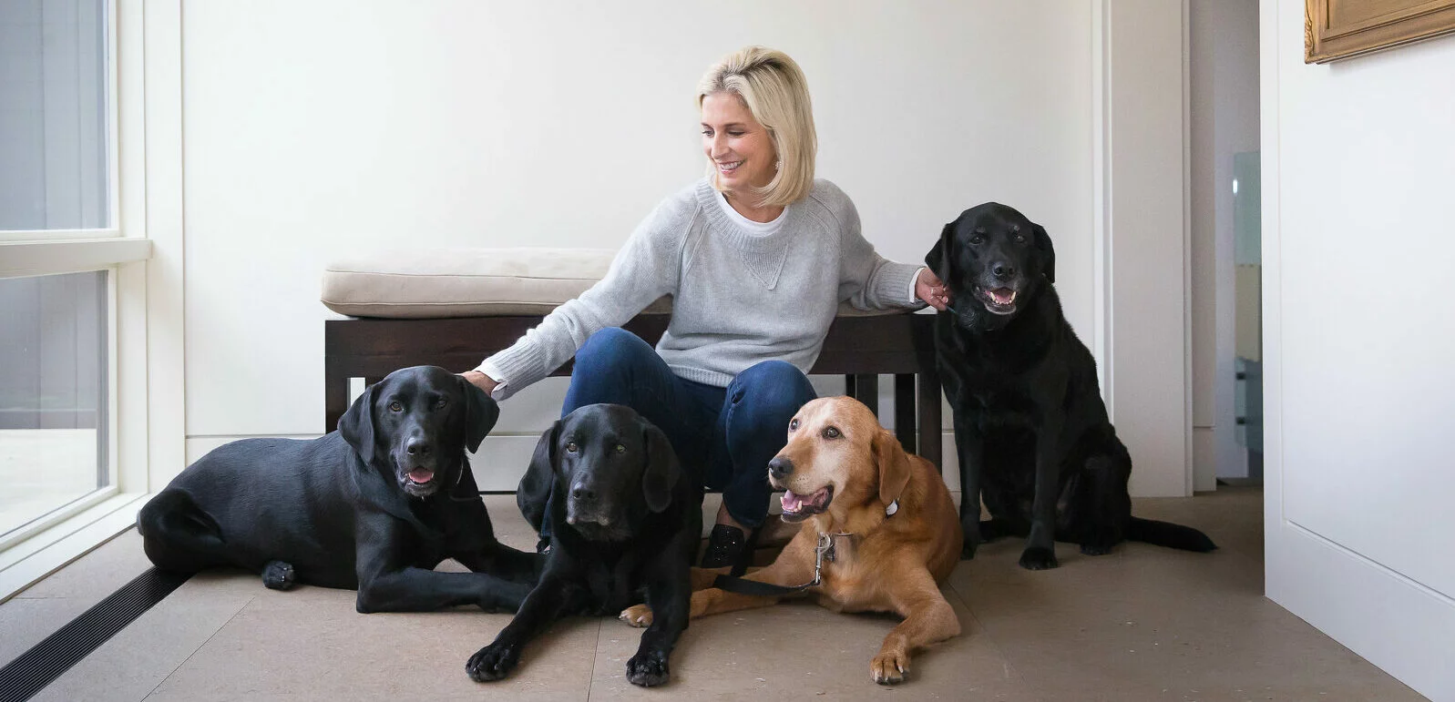 Cathy and her four dogs