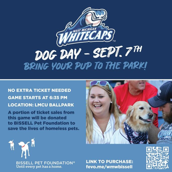 West Michigan Whitecaps dog game invitation to support BISSELL Pet Foundation on Sept. 7, 2022